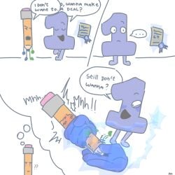 :v battle_for_dream_island bfdi lazy one_(bfdi) pencil_(bfdi) size_play tagme tpot wet_dream