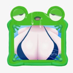 ahegao ahegao_face big_breasts bikini breasts cum_on_face disney green_body lilypad_(toy_story) melonmiloc pixar simple_background tagme toy_story toy_story_5 white_background