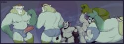adventure_time bigger_penetrated bird_feet bitebox64 blushing body_hair different_poses english_text facial_hair gay_sex hierophant_(adventure_time) muscular_male penis_out pointy_ears size_difference smaller_penetrating smaller_penetrating_bigger tagme torn_underwear underwear_only vampire_king