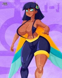 1girls 2020s 2023 2d 2d_(artwork) alvarikokearte big_breasts blue_eyes breasts dark-skinned_female dark_skin destripando_la_historia egyptian egyptian_female egyptian_mythology female female_only isis_(destripando_la_historia) mythology png solo