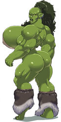 female full-length_portrait full_length gideon gigantic_breasts green_skin huge_ass huge_muscles hyper_breasts muscles orc orc_female portrait solo solo_female standing ul-rah_(gideon)