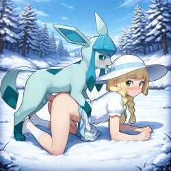 1femboy 2boys ai_generated anal dickgirl femboy feminine_male functionally_nude futa_sans_pussy futanari gay girly glaceon ian8766_(artist) intersex interspecies lillie_(pokemon) male male/male male_focus male_only monster monster_rape outdoors outside pokemon pokemon_(species) pokephilia precum public rape rule_63 self_upload sweat trap yaoi