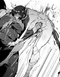 gut_punch huge_breasts monochrome puke punch ryona scat thirty_8ght