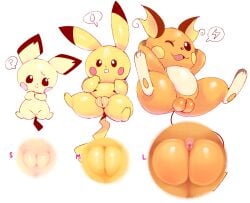 ? exed_eyes female game_freak nintendo pichu pikachu pokemon pokemon_(species) puffy_pussy pussy raichu video_games wink