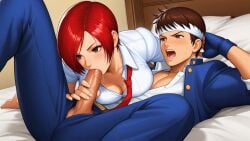 ai_generated blowjob fellatio king_of_fighters kof oral_sex shingo_yabuki the_king_of_fighters vanessa_(kof)