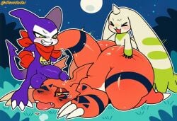 3boys ai_assisted ai_generated digimon digimon_(species) dlewdedai guilmon impmon small_dom_big_sub terriermon yaoi