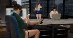 dead_or_alive dead_or_alive_xtreme_venus_vacation glasses kasumi_(doa) momiji_(ninja_gaiden) naotora_ii office_lady