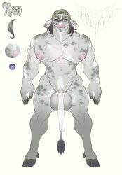 bara big_balls big_butt big_nipples bovine bovine_humanoid functionally_nude furry furry_only holyxxx3 huge_balls male_lactation male_only micropenis moss_meallan_(holyxxx3) muscular muscular_male pelvic_curtain purple_eyes reference_sheet scars scars_all_over small_penis unusual_pupils useless_clothing