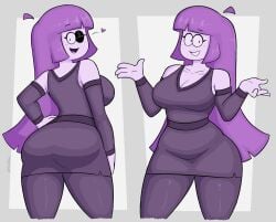 big_breasts eyelashes lila_(spooky_month) makeup mom_bod mother purple_hair sketchfins spooky_month sr_pelo thick_ass thick_thighs tight_clothing tight_fit white_skin