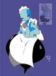 antennae antennae_(anatomy) ass big_ass blue_body dat_ass disembodied_head female female_only gigantic_ass hips hips_wider_than_shoulders huge_ass maid maid_apron maid_headdress maid_uniform orange_eyes red_eyes reference_image robot robot_girl rosie_the_robot safres_0 the_jetsons thick_thighs thighs wide_hips