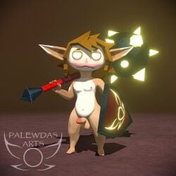 1:1 3d 3d_animation animated atlyss balls blender_(artwork) brown_hair cel_shading digital_media_(artwork) erection genitals hair hi_res humanoid imp imp_(atlyss) mace male male_focus male_only melee_weapon no_sound not_furry paladin palewdas_arts pauli_(palewdas) penis pointy_ears shaded shield short_playtime short_stack shortstack snaggle_tooth solo solo_male tagme throbbing throbbing_penis video weapon yellow_eyes