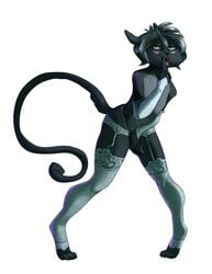 2016 anthro clothing erection feline feline garter_belt garter_straps girly gloves hair hi_res humanoid_penis legwear male mammal open_mouth panther penis rook_(greyrook) simple_background solo thigh_highs tongue tongue_out ventox white_background