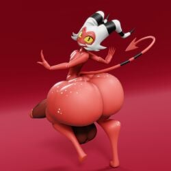 3d 3d_model 3d_render ballsack big_cock big_penis black_eyes demon freckles helluva_boss hi_res horns long_tail looking_at_viewer moxxie_(helluva_boss) red_body red_skin sharp_teeth vulkyasha white_hair white_teeth yellow_sclera