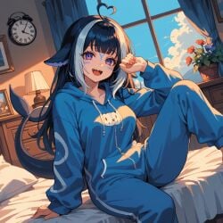 1girls ai_generated bed female onsie pijama pixel_art safe_for_work shylily solo_female tagme