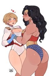 2girls ass breasts kamii_momoru power_girl romantic wonder_woman