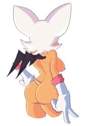 2024 absurd_res anthro armwear ass bat breasts clothing elbow_gloves female fur gloves gloves_only handwear handwear_only hi_res mammal mostly_nude nipples rouge_the_bat sega sethwijez side_boob simple_background solo sonic_(series) sonic_the_hedgehog_(series) tan_body tan_skin white_body white_fur wings