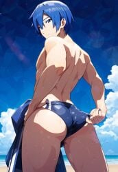 ai_generated beach_clothes gay in kaito_(vocaloid) public