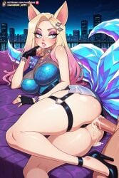 2024 ahri ai_assisted ai_generated blonde_hair blue_eyes breasts breasts breasts edit edited edited_image facial_markings fox fox_ears fox_girl fox_tail k/da_ahri k/da_all_out_series k/da_series league_of_legends league_of_legends:_wild_rift riot_games self_upload sex stable_diffusion tagme uncensored wardens watermark