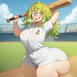 1girls ai_assisted ai_generated baseball_uniform big_ass big_breast civitai huge_ass kalagod my_hero_academia solo sportswear tooru_hagakure