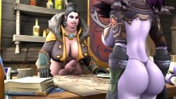 1futa 3d ass_focus big_ass big_breasts big_cock bottomless breasts female futanari kul_tiran_human night_elf penis_on_table priscilla_ashvane shandris_feathermoon skimpy_clothes testicles thong warcraft world_of_warcraft