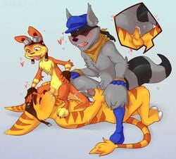 3boys anal anthro cowgirl_position crossover cum cum_in_ass cum_in_mouth cum_inside daxter gay group group_sex handjob jak_and_daxter lombax maddogfan male male_only mammal mustelid on_top oral orgasm ottsel penis raccoon ratchet_(ratchet_and_clank) ratchet_and_clank sex sly_cooper sly_cooper_(series) smooth_fur threesome