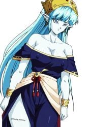 aeos agios aios aiosu blue_body blue_eyes blue_hair divinity_essence dragon_ball dragon_ball_heroes goddess ladyaeos nude_female pointy_ears super_dragon_ball_heroes supreme_kai_of_time time_power_unleashed_form time_power_unleashed_form_(dragon_ball)