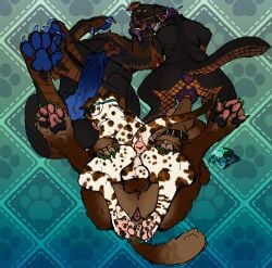 animal_genitalia animal_penis animal_pussy balls balls_lick balls_touching baxter_loveshock_(yonnixart) canid canine canine_genitalia canine_penis canine_pussy canis ciera_(yonnixart) cunnilingus cuntboy dalmatian darius_graves_(yonnixart) domestic_dog feral foursome french_kissing frottage genitals group group_sex hertz_loveshock_(yonnixart) hi_res intersex intersex/male kissing knot knotted_penis licking lying male male/male mammal mastiff molosser on_back oral pawpads paws penile penis poodle pussy raised_paw rottweiler sex spread_legs spreading tongue vaginal_penetration yonnixart