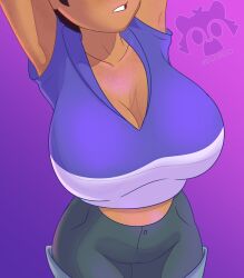 arms_up big_breasts breast_focus breasts dark_skin disney evil_raccoon latina luz_noceda massive_breasts the_owl_house