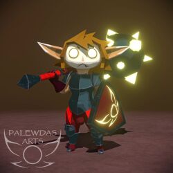 1:1 3d 3d_animation animated armor atlyss blender_(artwork) brown_hair bulge cel_shading clothing digital_media_(artwork) genitals gloves hair handwear hi_res humanoid imp imp_(atlyss) mace male male_focus male_only melee_weapon no_sound not_furry paladin palewdas_arts pauli_(palewdas) penis pointy_ears shaded shield short_playtime short_stack shortstack snaggle_tooth solo solo_male tagme throbbing throbbing_penis video weapon yellow_eyes