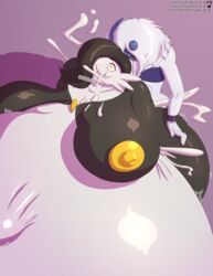 1boy 1futa 2018 absol absurd_res alma_(impaledwolf) alternate_color anal anal_sex anthro anus areolae ass balls belly big_belly black_hair black_skin blue_fur bottomless breasts bulge closed_eyes clothed clothing comic crossdressing cum cum_drip cum_in_ass cum_inflation cum_inside cum_on_breasts cum_through cum_vomit cumshot doggy_style english_text erect_nipples erection excessive_cum eyelashes from_behind furry futanari futasub gardevoir hair_over_one_eye hand_on_ass hi_res horn huge_breasts hyper hyper_ass hyper_balls hyper_breasts hyper_cum hyper_inflation hyper_penis impaledwolf inflation intersex large_insertion large_nipples looking_down looking_up male male_on_futa maledom motion_lines nintendo nipples nude open_mouth original_character overweight overweight_futanari patreon penetration penis pokémon_(species) pokemon pokemon_(species) pokemon_rse purple_background sex shirt short_hair simple_background stomach_bulge tank_top text thick_thighs trap tumblr video_games watermark white_fur white_hair white_skin wide_hips yellow_eyes yellow_skin