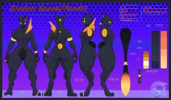 anthro big_thighs black_eyes fan_character glasses hi_res jewelry leaky_emmet mewtwo model_sheet original_character pokemon pokemon_(species) shadow_emmet_(leaky_emmet) solo tail