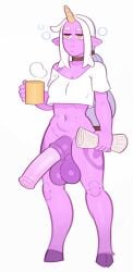 1futa celestial_(league_of_legends) coffee_mug futanari goat horsecock horsecock_futanari league_of_legends newspaper solo soraka splashbrush