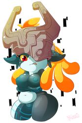 1girls alternate_breast_size ass big_breasts breasts chubby eye_contact half-closed_eyes imp_midna looking_at_viewer mask midna miss_moosie nintendo prehensile_hair shortstack solo text the_legend_of_zelda thick_thighs twilight_princess video_games watermark white_background wide_hips