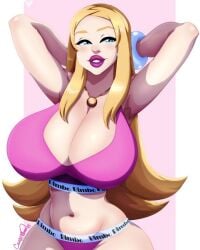 1milf 2025 american_dad arms_behind_head arms_up artist_signature big_breasts bimbo blonde_female blonde_hair blonde_hair blue_eyes cleavage collar curvaceous curvy curvy_female curvy_figure female francine_smith huge_breasts human instagram_link ladycandy2011 light-skinned_female long_hair milf mother pink_bra pink_clothing pink_lips pink_lipstick pink_panties pink_sports_bra solo sports_bra thick_lips voluptuous voluptuous_female wide_hips yellow_hair