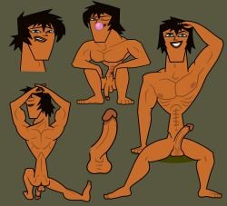 huge_cock justin_(tdi) male male_only milosnastyac muscles naked_male solo tan_body total_drama_island