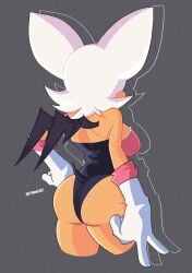 2024 absurd_res anthro armwear ass bat breasts clothing elbow_gloves female fur gloves handwear hi_res leotard mammal rouge_the_bat sega sethwijez signature simple_background solo sonic_(series) sonic_the_hedgehog_(series) tan_body tan_skin white_body white_fur white_hair wings