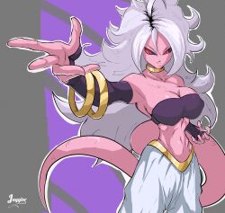 1girls android_21 bare_shoulders big_breasts bitethebull clothed clothing color dragon_ball dragon_ball_fighterz female female_focus female_only hi_res large_breasts long_hair majin majin_android_21 pink_body red_eyes solo solo_female tagme tail thick_thighs white_hair