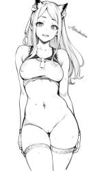 1girls ai_generated artsalkaline belle_delphine belly belly_button black_and_white bra cat_ears catgirl cosplay female female_only front_view hands_on_hips leggings long_hair monochrome navel plain_background pussy solo standing stomach tagme thick_thighs thigh_up thighs white_background