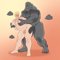 abs absurd_res air_creature air_humanoid balls big_balls big_bulge big_dom_small_sub big_muscles big_nipples big_pecs big_penis blonde_hair blush bulge clothed clothing cloud cloud_humanoid dominant dominant_humanoid dominant_male duo elemental_creature elemental_humanoid genitals grey_body hair hi_res holding_partner human human_on_humanoid humanoid imminent_anal interspecies larger_humanoid larger_male living_cloud male male/male male_only mammal mr._yoshida muscular muscular_human muscular_humanoid muscular_male navel nipples nude pec_grab pecs penis quuynart signature size_difference smaller_human smaller_male submissive submissive_human submissive_male topless topless_male