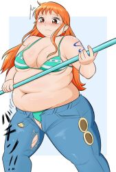 an_chang bbw belly_overhang big_belly big_breasts big_female blush chubby chubby_female embarrassed fat fat_ass fat_female fat_fetish fat_girl fat_rolls fat_woman fatty female female_only large_female nami obese obese_female one_piece overweight overweight_female plump pork_chop post-timeskip ripped_clothing ripped_pants thick_thighs weight_gain