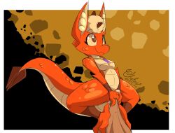 1girls adorable anthro chatonnights dragon functionally_nude orange_body small_breasts