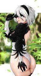 1girls 2022 android arc_system_works ass_focus leotard light-skinned_female light_skin luxpineapple nier:_automata platinum_games yorha_2b