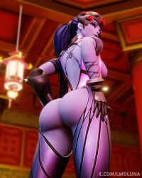 3d ass big_ass bubble_butt long_hair lwdluna_(artist) overwatch overwatch_2 widowmaker