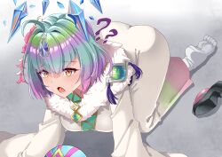 1girls ? ?? all_fours ass big_ass blue_hair breasts clumsy confusion female female_only fire_emblem fire_emblem_heroes green_hair holidays japanese_clothes kimono kneeling long_sleeves medium_breasts multicolored_hair new_year nintendo open_mouth orange_eyes pink_hair rynn_(darknescorez) seidr_(fire_emblem) seidr_(new_year)_(fire_emblem) shoes_removed socks solo tripping