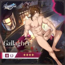 1boy abs arataa_shin ballsack erect_penis erection facial_hair gallagher_(honkai:_star_rail) honkai:_star_rail honkai_(series) male male_only muscular muscular_male naked naked_male nipples nude nude_male precum pubic_hair rose_petals solo solo_male thick_penis veiny_penis