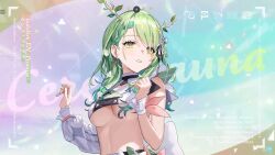 belly ceres_fauna ceres_fauna_(idol_costume) cute edit green_hair hololive hololive_english hololive_english_-council- hololive_english_-promise- idol outfit underboob virtual_youtuber