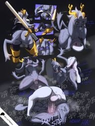 abs absurd_res anthro antlers ass balls big_breasts big_penis blue_eyes bodily_fluids bovid breasts caprine clothing duo erection female female_penetrated fur genitals goat grey_body grey_fur hair hi_res hiromoru horn humanoid_genitalia humanoid_penis jackalope lagomorph leporid male male/female male_penetrating male_penetrating_female mammal nipples nude penetration penile penile_penetration penis penis_in_pussy perineum plap pseudoregalia pussy rabbit sex simple_background steam steaming_body sweat sybil_(pseudoregalia) tail tail_motion tailwag thick_thighs topwear undressing vaginal_penetration