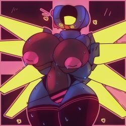 agent_hawk_commented_on_this big_breasts bowtie breasts female female_only hearts horny horny_female huge_breasts ludicrousspeeds nipples robot robot_girl robot_humanoid thick thick_thighs thighhighs thighs thong ultrakill v1_(ultrakill) wings