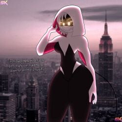 1girls 2020s 2024 2d big_breasts big_thighs crossover crossover_cosplay english_text female female_only glitch_productions humanoid marvel murder_drones robot robot_girl robot_humanoid samkvevo screen_face skin_tight skinsuit solo spider-gwen_(cosplay) tagme tail talking text thick thick_ass thick_hips thick_legs thick_thighs v_(murder_drones)