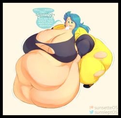 1girls 2023 artist_name ass ass_expansion bbw belly belly_expansion belly_overhang blue_hair breast_expansion breasts bulma_briefs bulma_briefs_(dragon_ball_super_superhero) bulma_briefs_(post_saiyan_saga) dragon_ball dragon_ball_z english english_text expansion fat female female_focus gigantic_belly gigantic_breasts hi_res high_resolution highres huge_ass huge_belly huge_breasts huge_thighs hyper hyper_belly hyper_breasts jumpsuit massive_belly massive_breasts matching_hair/eyes milf morbidly_obese navel obese obese_female overweight overweight_female ripped_clothing ripped_shirt solo solo_female solo_focus speech_bubble ssbbw sunsleptos text thick_thighs thighs wardrobe_malfunction weight_gain